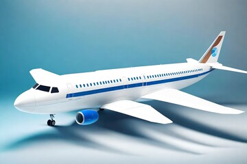 airplane in the sky, a paper-made air plane, travel concept, on an isolated background