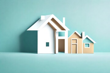 house on a blue background, a paper-made house icon, real state, on an isolated background