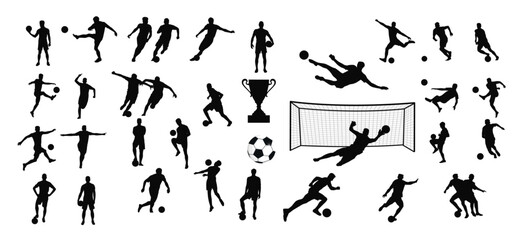 Fototapeta na wymiar Soccer player silhouette, footballer, man with ball 