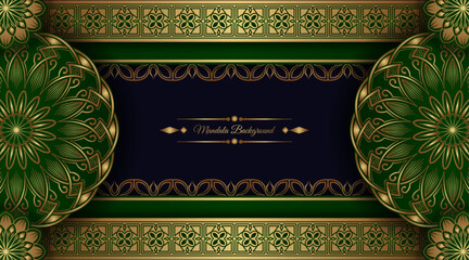 luxury mandala background, blue and gold, design vector