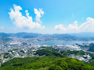 長崎県　長崎市の街並み　稲佐山からの眺め
