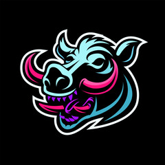 Wild Pig Silhouette Vector, Retro Logo, Vintage, Wild Pig Head, Minimalism, Wild Pig Line Art, E-Sport Logo, Wild Pig Illustration