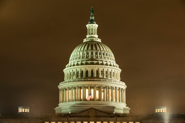 Dome of us capitol building at night