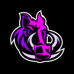 Wild Pig Silhouette Vector, Retro Logo, Vintage, Wild Pig Head, Minimalism, Wild Pig Line Art, E-Sport Logo, Wild Pig Illustration