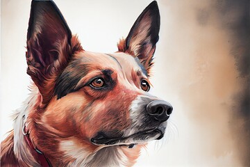 Dog head portrait. Watercolor illustration.