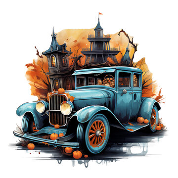 recommend clip art: Halloween Truck Clipart Watercolor