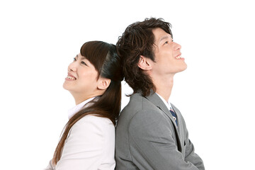 スーツを着たビジネスマンとビジネスウーマン