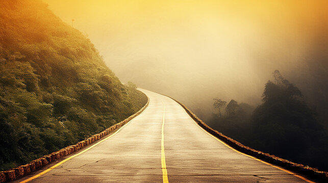 Winding Road with Left Curve..