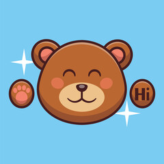 cute bear sticker cartoon vector, animal illustration