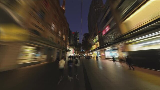 Hyperlapse Video Of Pitt Street Mall In Sydney CBD At Night