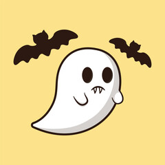 cute ghost animal with halloween costume cartoon vector illustration