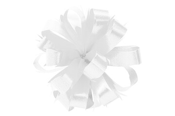 White gift bow ribbon isolated on transparent background.