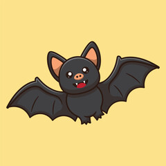 bat animal with halloween costume cartoon vector illustration