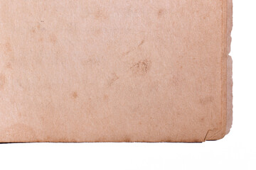 old vintage brown paper on white background, page for texture design