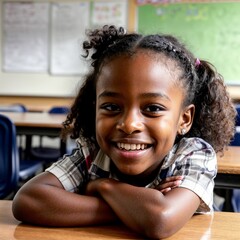 African American Black Toddler Girl in Webcam School Virtual Classroom