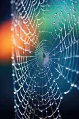 Spider Web with Dew Drops Abstract Background