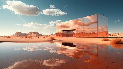 Fototapeta premium desert reflections, digital art illustration, Generative AI