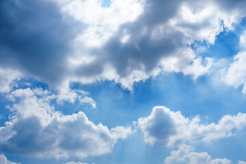 Puffy clouds. Clouds and dark blue skys background textures.