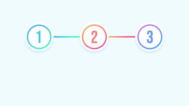 Infographic Process Three Step Elements Animation Stage or Instruction Sequence Progress with Gradient Motion Graphics Video for Presentation Background