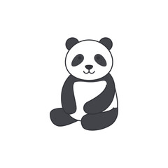 Cute panda sitting on a white background. Vector illustration.