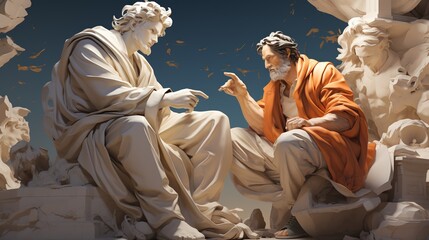 dialogue of ideas, digital art illustration, Generative AI