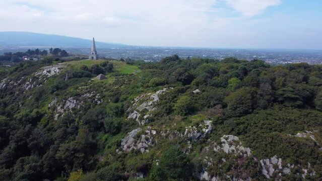 Aerial Fly-By over Killiney Hill in Dublin, Ireland
