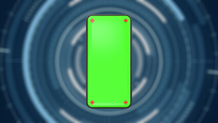 Mobile phone icon. 3d rendering on hud technology blue background