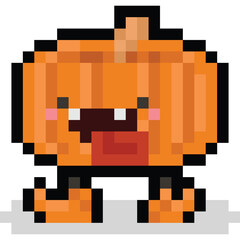 Pixel art cartoon pumpkin head monster character 2