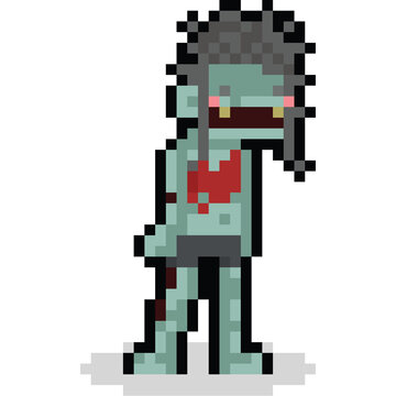 Pixel Art Cartoon Zombie Character 2