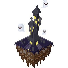 Fototapeta premium Pixel art isometric haunted castle