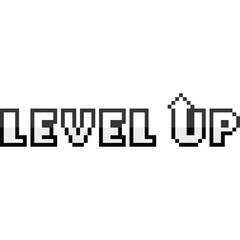 Pixel art level up text
