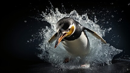 penguin on water