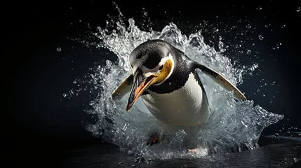 Gordijnen penguin on water © afai