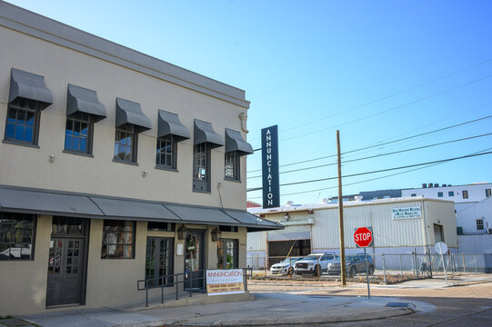 Entrance To Annunciation Restaurant In The Warehouse District On August 22, 2023 In New Orleans, LA, USA