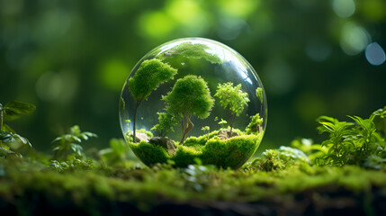 Trees inside a Glass, Green Environment, Protect Earth