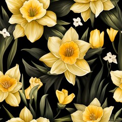 Watercolor Daffodils: Seamless Floral Pattern