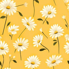 Obraz premium Watercolor Daisies: Bright Seamless Floral Pattern