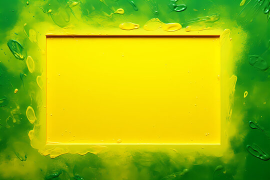 yellow wood frame on green wall