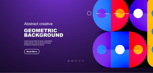 Simple circles and round elements pattern. Minimalist design geometric landing page. Creative concept for business, technology, science or print design
