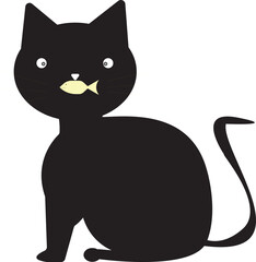 black and white cat cartoon