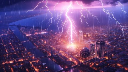 world of lightning, digital art illustration, Generative AI