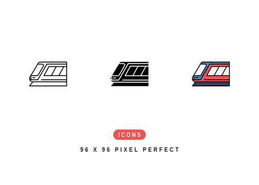 Light Rail Icon. City Train Subway Symbol Stock Illustration. Vector Line Icons For UI Web Design And Presentation