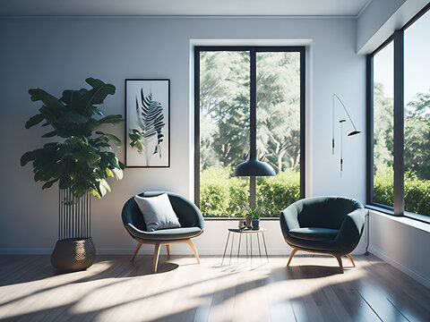 modern living room with a view