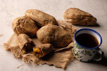 Cilembu sweet potato is a cultivar of sweet potato, a local race originating from Cilembu Village, Pamulihan District, Sumedang, West Java. Ipomoea batatas 'Cilembu'. Baked Cilembu sweet potato.