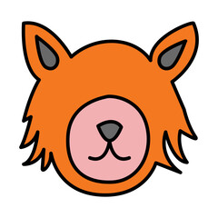 grizzly bear of cute animal emoji flat icon style