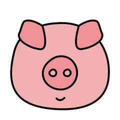 pig of cute animal emoji flat icon style
