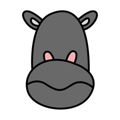 Naklejka premium hippopotamus of cute animal emoji flat icon style