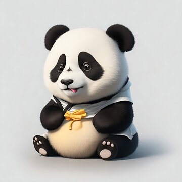panda bear with bamboo