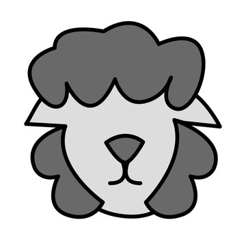 sheep of cute animal emoji flat icon style