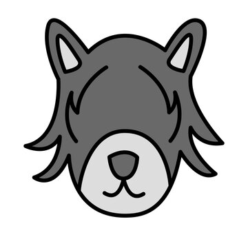 wild dog of cute animal emoji flat icon style
